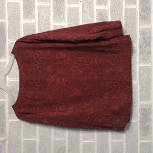 PrAna Women's Hemp and Organic Cotton Blend Maroon Floral Athletic Top Medium